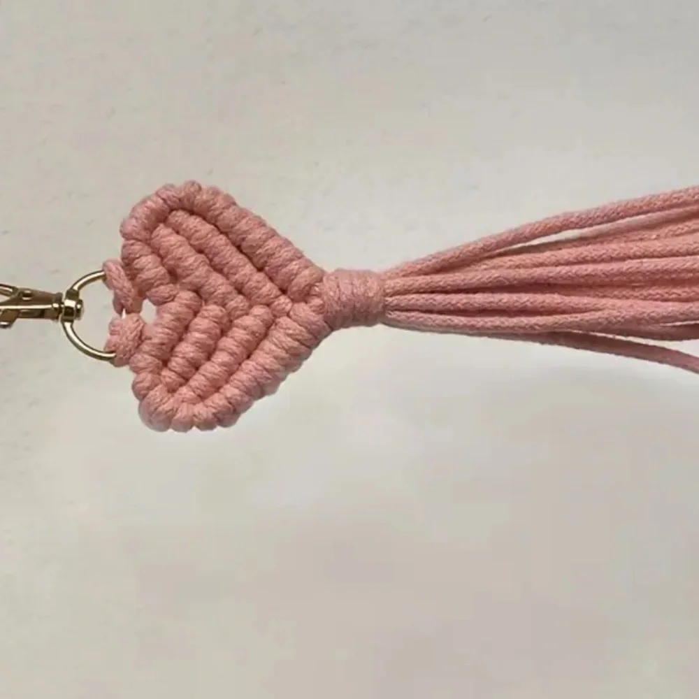 ANTHROPOLOGIE Macrame Heart Bag Charm Keychain Bohemian Purse Jewelry NEW NWT